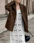 Ladies Faux Suede Suit Jacket Coat