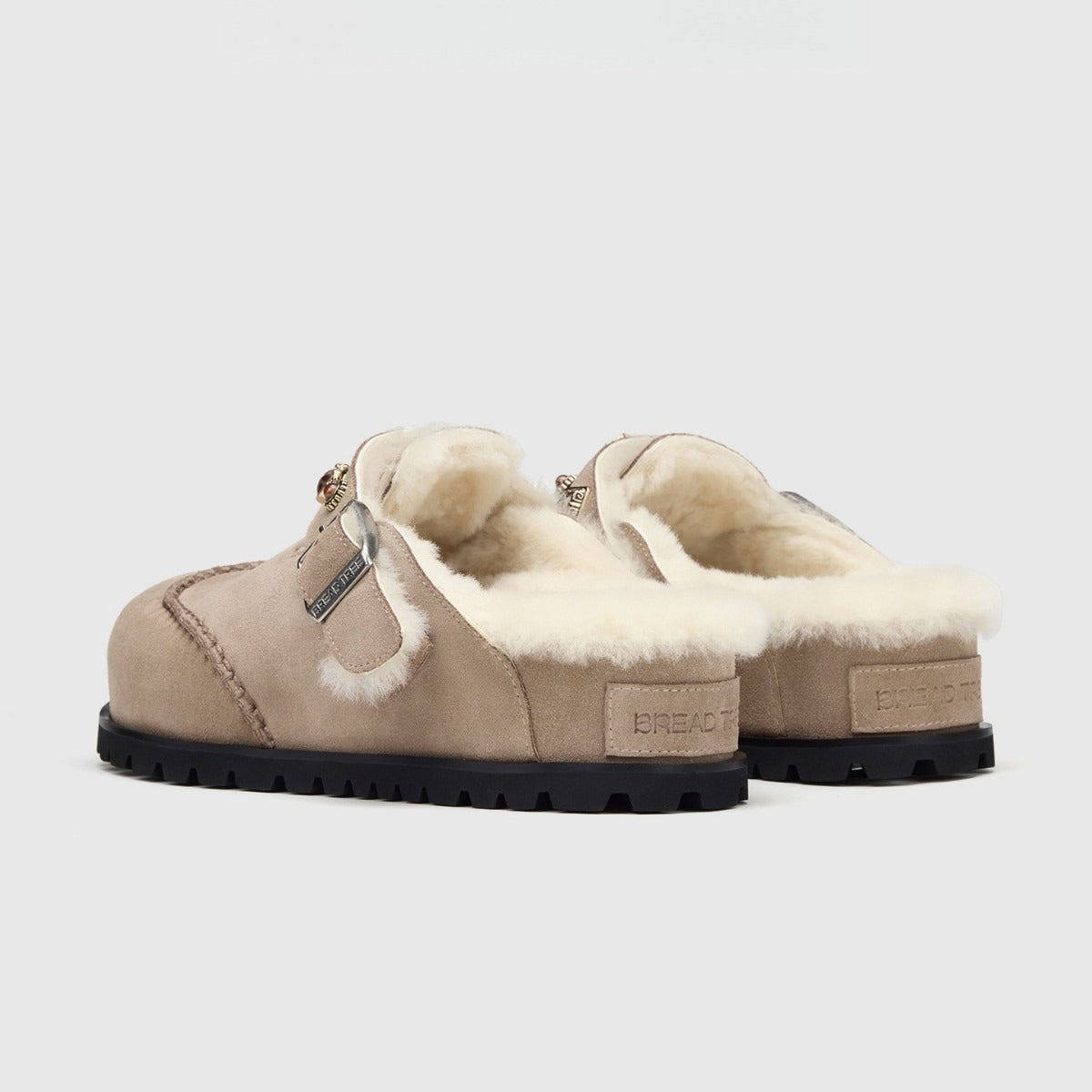 Women’s Wool Lined Platform Slippers – Suede Leather Thick Sole Warm Indoor Outdoor House Slippers