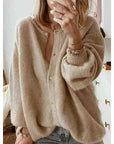 Long Sleeve Knitted Cardigan Sweater Lantern Sleeve