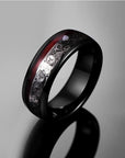 8mm Wide Electroplated Black Spiral Red Tungsten Steel Ring