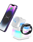 4 In 1 Rotatable Colorful Lighting Wireless Charger Stand For Phone 15 14 13 12 Pro Max 8 7 Holder Magnetic Fast Charging Station