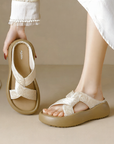 Women Thick Sole Sandals – Soft Cushion One-Line Beach & Commuter Platform Slippers