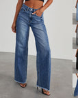 High Waist Jeans With Pockets Comfortable Slim Fit Straight Wide-leg