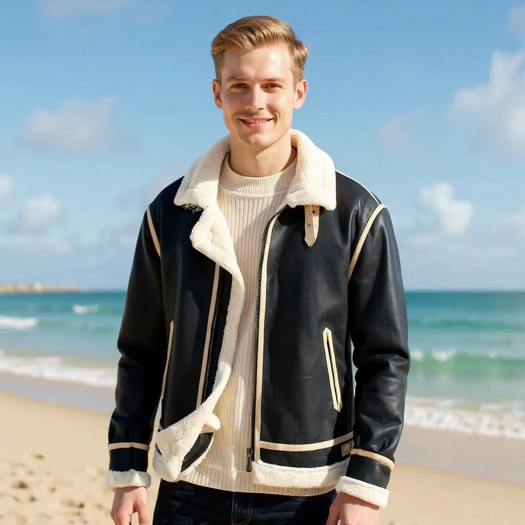 Herrenjacke mit Fleecefutter und Revers ❄️ | Verdickter Wintermantel 🏔️ | Lockere Passform, Polyester (Schwarz/Braun • M-3XL)