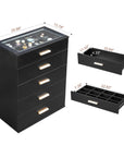 5-drawer Cabinet With Light Tempered Glass Cabinet And Bedside Table ( USA ONLT 3 TO 7 DAYS SHIPPING)