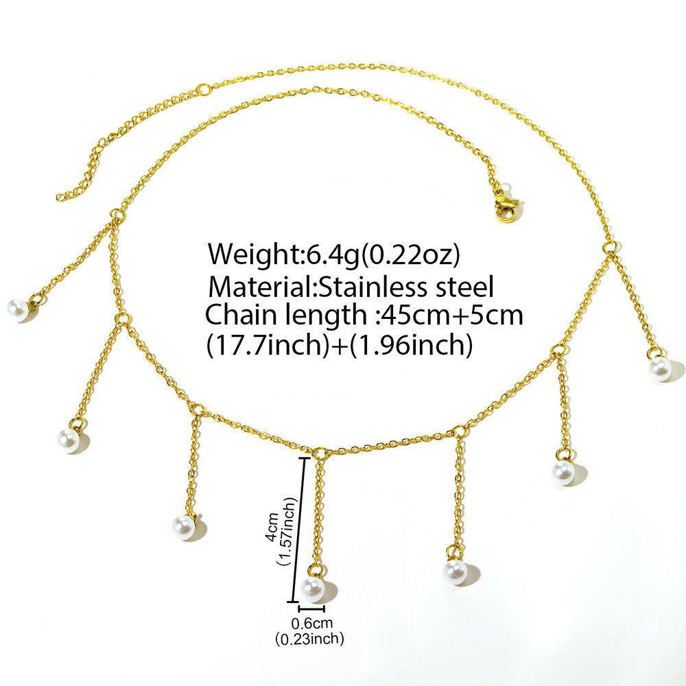 Women Tassel Pearl Necklace – Elegant Drop-Shaped Imitation Pearl Pendant Long Chain Fashion Jewelry