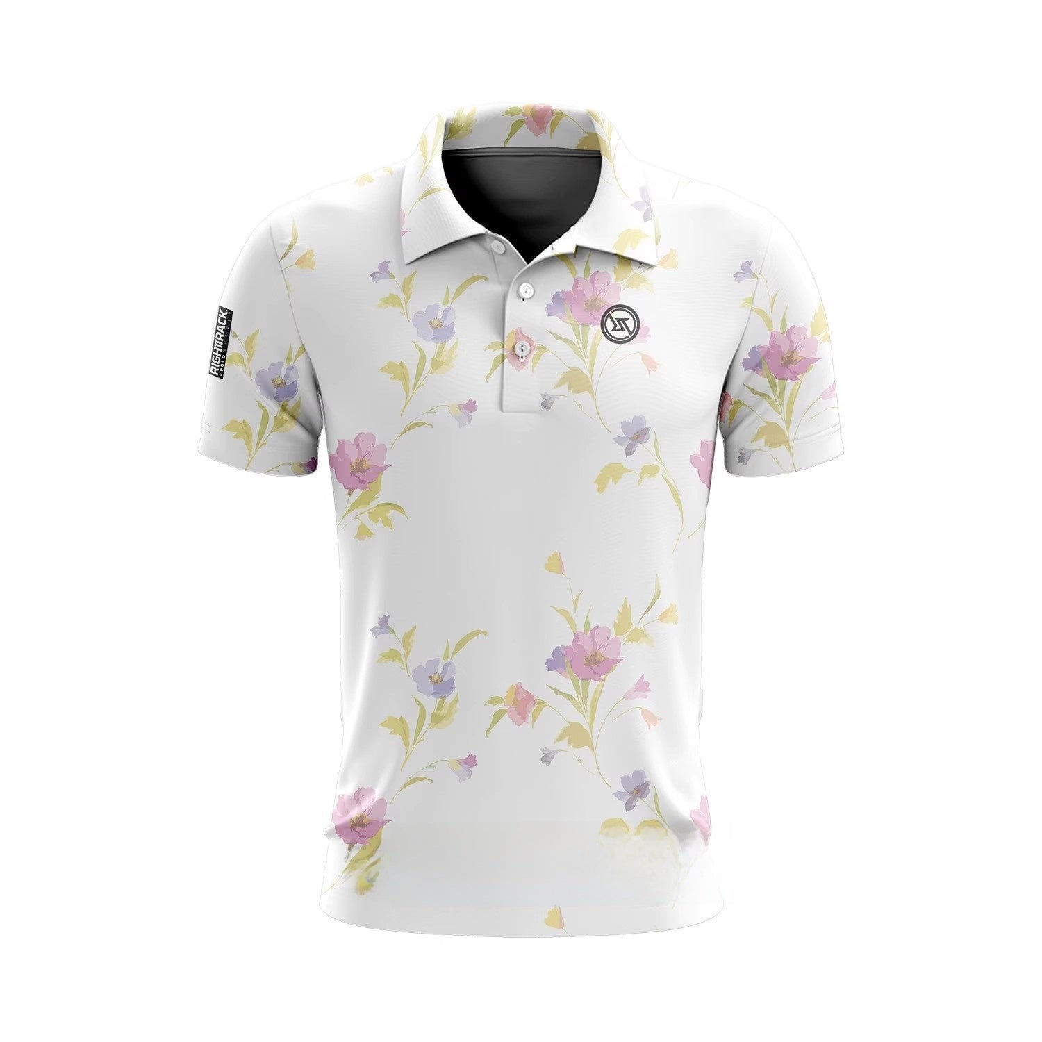 Men Golf Print Short-Sleeved Polo Shirt – Breathable Cotton Spandex Floral Performance Golf Top