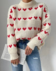 Loose Heart Jacquard Pullover