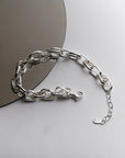 Sterling Silver Hollow Thick Chain Street Style Bracelet