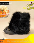 Snow Boots Winter Fleece-lined Thermal Furry Shoes