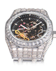 Hip Hop Full Square Diamond Luminous Hollow Mechanical Watch