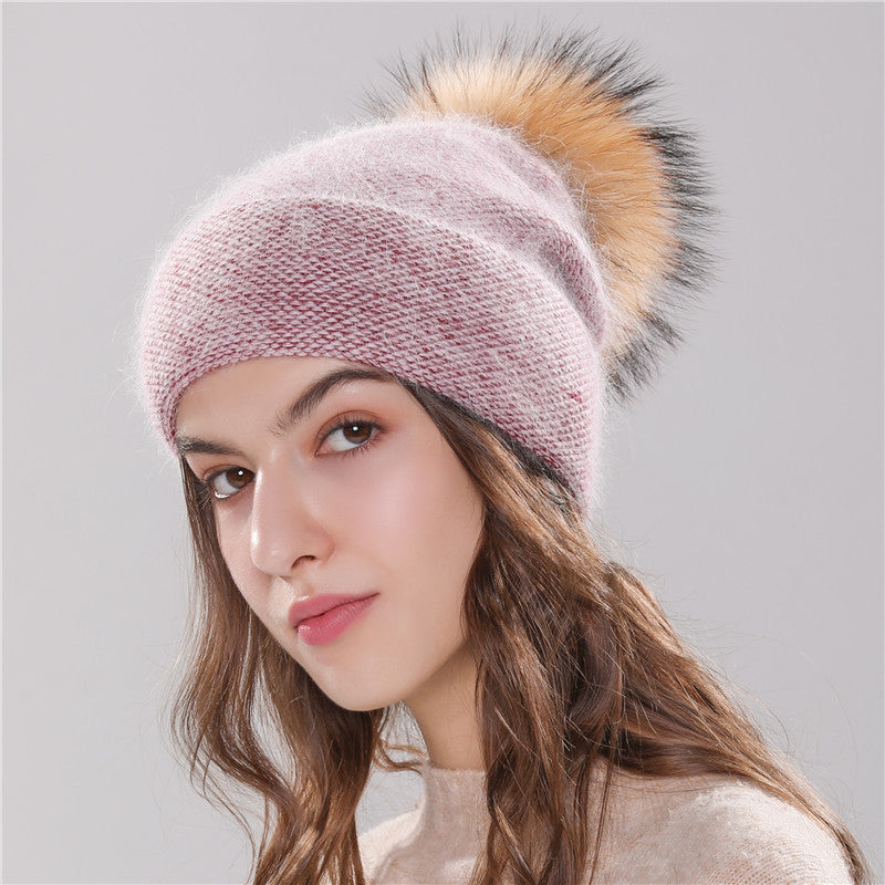 Angola Rabbit Fur Bonnet Girl &#39;s Hat Fall Female Cap
