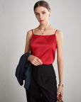 Women 100% Mulberry Silk Sleeveless Camisole Top – Satin Loose Fit Elegant Solid Color Summer Layering Vest