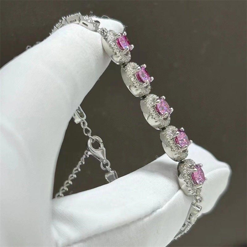 2.5 CARAT PINK Moissanite Bracelet Women&#39;s