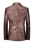 Men’s Floral Gilded Blazer – Slim Fit Cotton Blend Casual Suit Jacket