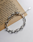 Sterling Silver Hollow Thick Chain Street Style Bracelet