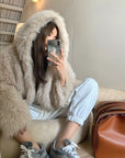 Loose Casual Hooded Warm Faux Fur Jacket (3 to 7 days shipping)