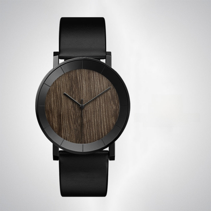 Wooden Watch Men – Natural Walnut Wood Quartz Analog Wristwatch with Leather Strap 3ATM Waterproof