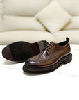 Leather Brogue Men's Shoes Thick