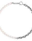 Men’s Natural Pearl Necklace – 8mm Titanium Steel Chain Luxury Jewelry