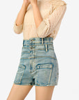 Women’s High-Waist Denim Hot Pants – Casual Light Blue Summer Staple