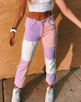 Women’s High-Rise Colorblock Slim-Fit Straight-Leg Jeans