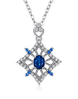 Natural Sapphire Necklace Female Hollow  Pendant