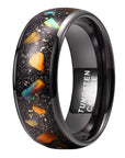 8mm Inlaid Galaxy Broken Opal Tungsten Ring MEN