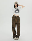 Leopard Jeans Wide Leg Loose Women