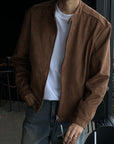 Brown Maillard Stand-up Collar Jacket MEN