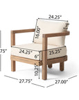 Outdoor Acacia Wood Patio Club Chair ( USA ONLY + 3 TO 5 DAYS SHIPPING)