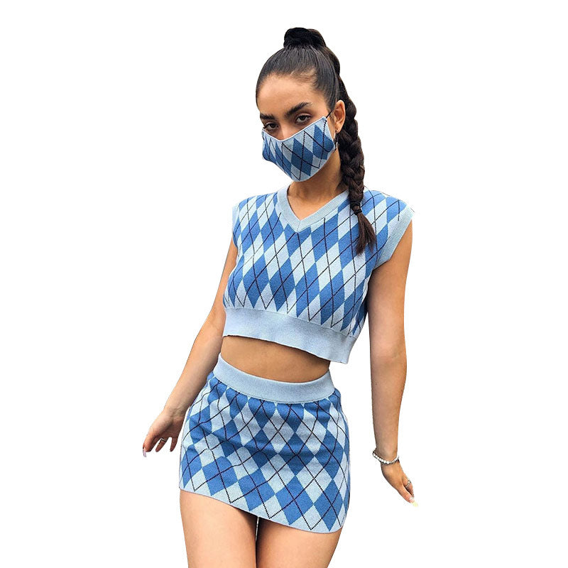 Women’s Casual Skirt Suit – Effortless Chic in Blue