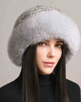 Mink Hair Hat Lady Braided Fur Winter  Women