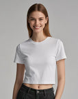 Women’s Cropped Cotton T-Shirt – American Style Short Sleeve Slim Fit Tee with Round Neck, Soft Fabric & Trendy Navel-Length Design