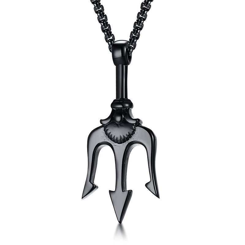 Titanium steel trident necklace men