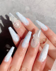 Premium Feel Wearable Nails Soft Macchiato Blue Ice