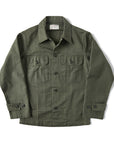 Olive Green Cotton Satin Work Clothes Shirt Men