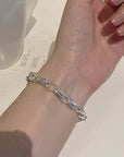 Sterling Silver Hollow Thick Chain Street Style Bracelet