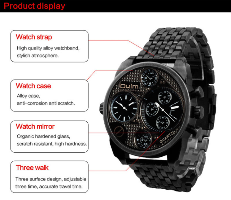 brand stainless steel male watch