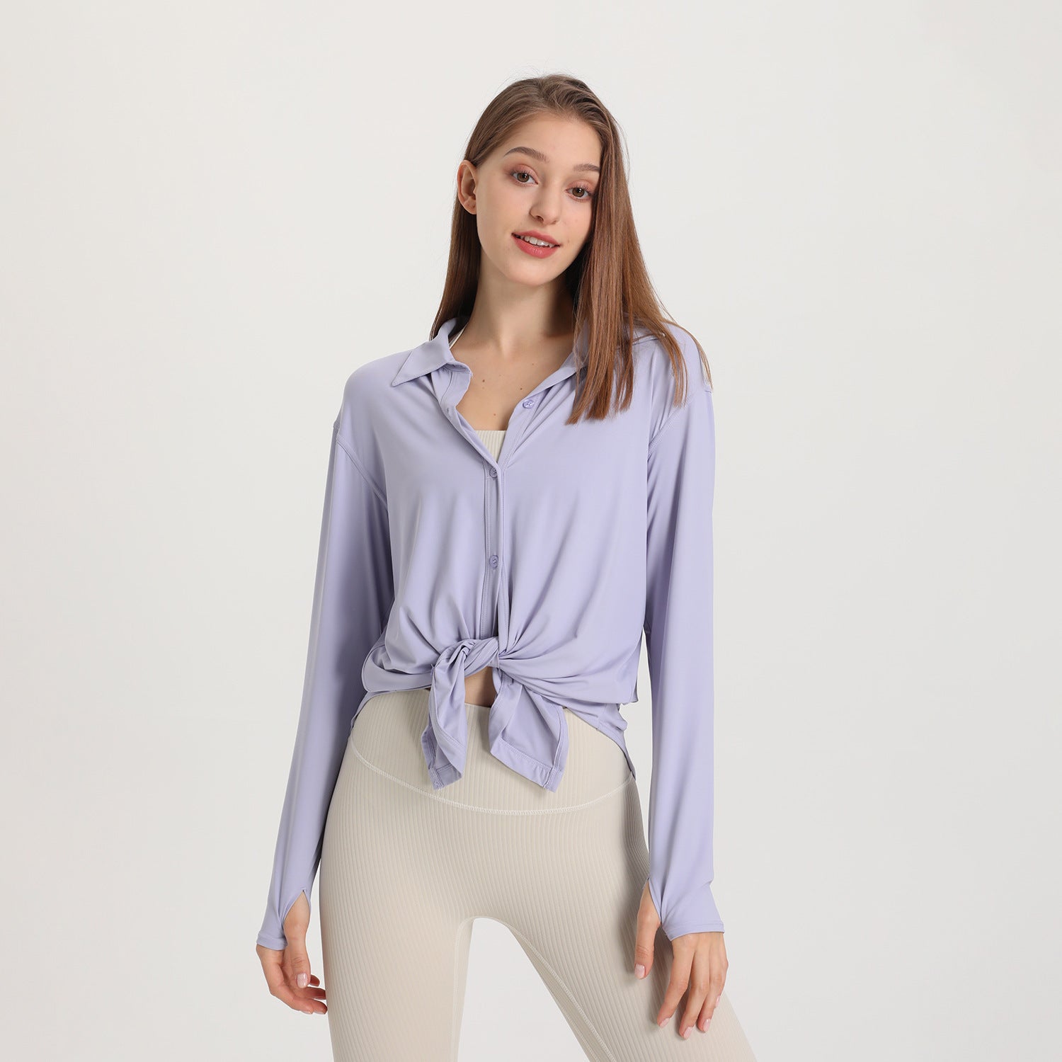 Women’s Workout Long Sleeve Blouse – Breathable Nylon Activewear