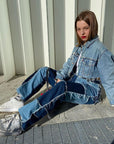 Women’s High-Rise Colorblock Slim-Fit Straight-Leg Jeans