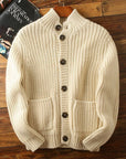 Men’s Thick Wool Batwing-Sleeve Cardigan – Plus-Size Casual Knitwear Sweater