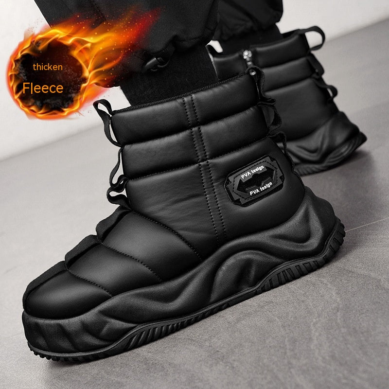 High-top Snow Boots Fur Men&#39;s Warm Slugged Bottom Cotton Shoes