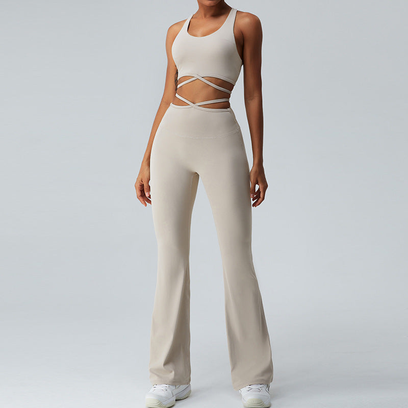 Women&#39;s Sculpting Yoga Set – Sexy Crisscross Back Tank &amp; Flattering Horn-Leg Pants