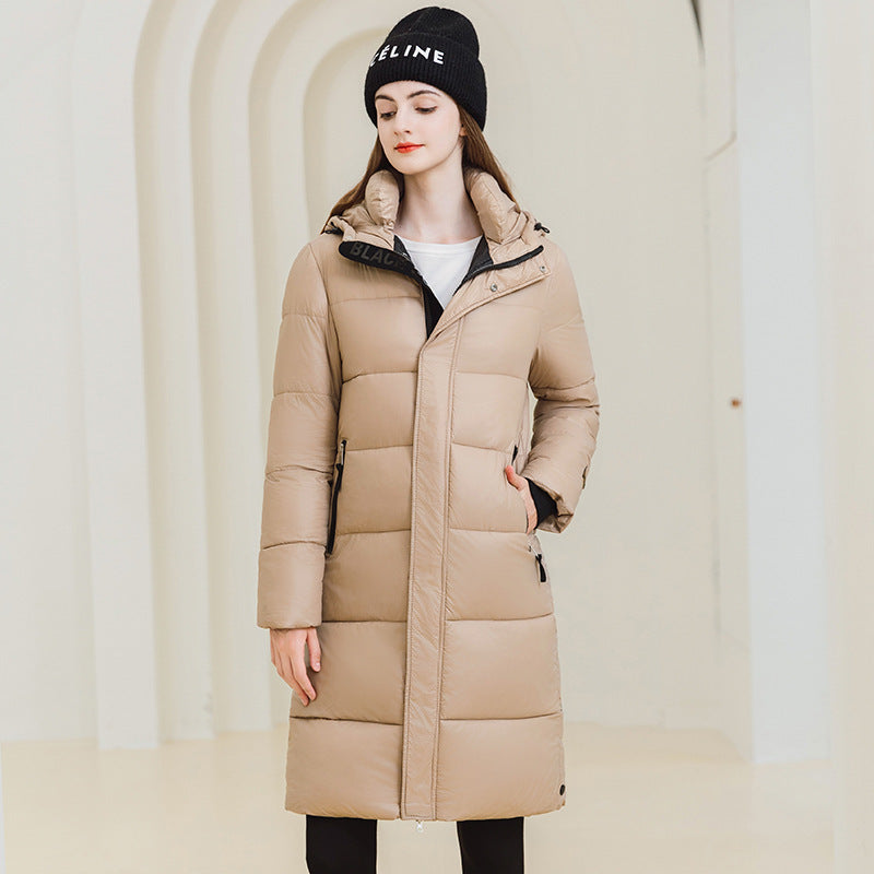 Women’s Winter Warm Hooded Long Coat – Down Cotton Padded Jacket with Pockets