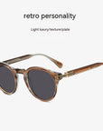 Japanese-style Men's Retro Pattern Cloth Round Frame UV-proof Sunglasses