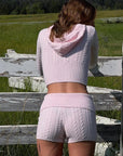 Women’s Knitted Sweater Hoodie & Shorts Set – Cozy Two-Piece for Autumn/Winter