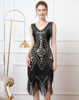 Double-layered Tassel V-neck Bead Dress