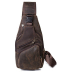 Men’s Genuine Cowhide Leather Chest Bag – Simple Retro Crossbody Satchel