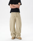Men’s Loose Machete Pants - Wide Leg Cotton Trousers (Khaki/Gray, M-2XL) Straight Leg Comfort Fit with Elastic Waist